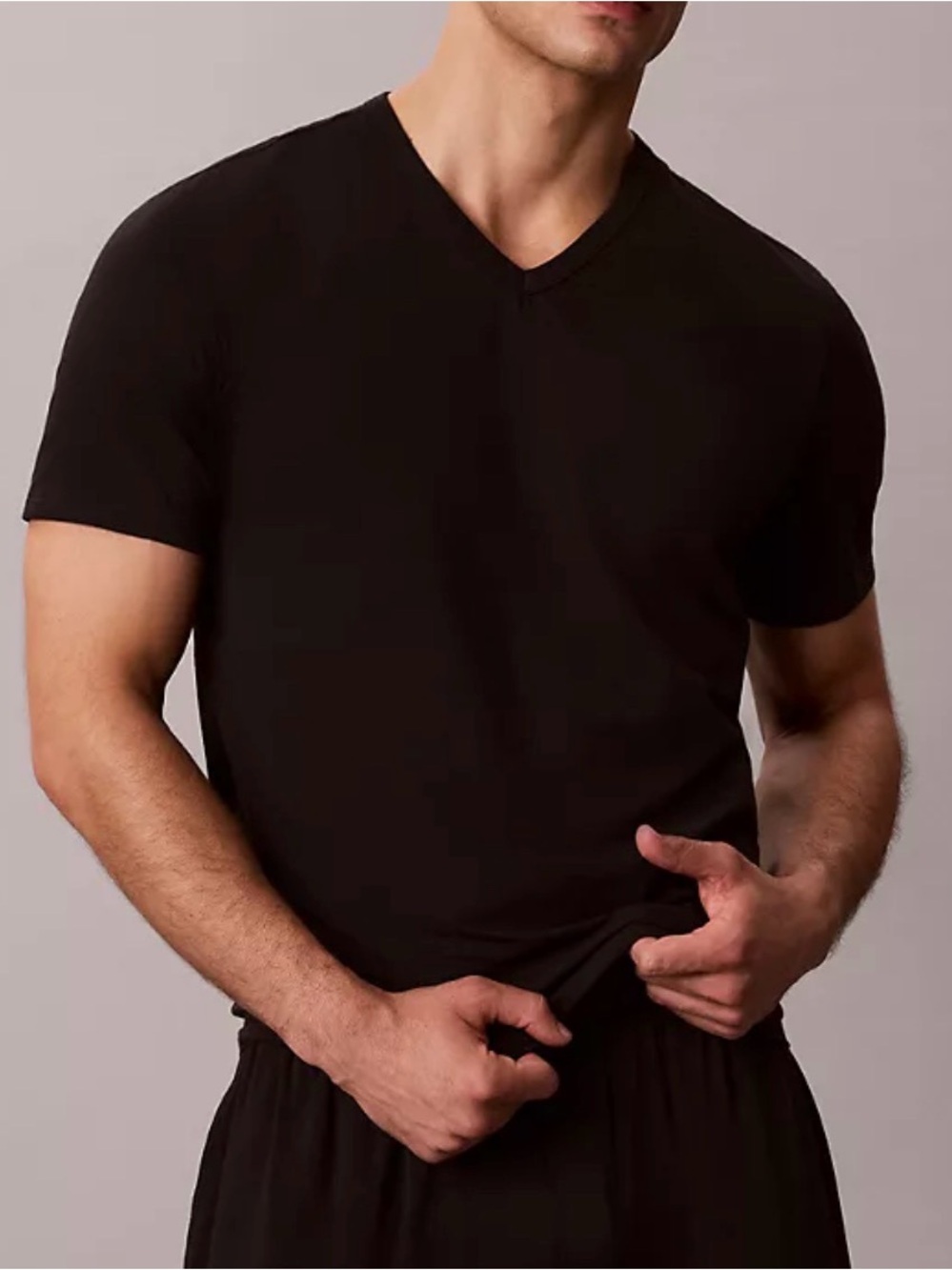 NWT Calvin Klein Men's Cotton Stretch V-Neck T-Shirt Pack of 3 Black Size Medium